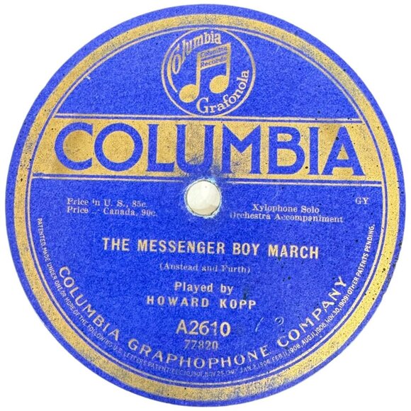 Howard Kopp - Orchids / Messenger Boy March 78 RPM Columbia A2610 1920s Shellac - Picture 4 of 4